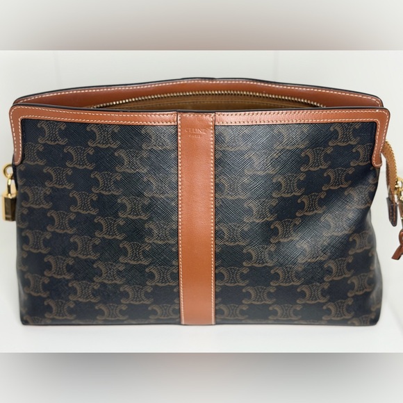 Celine Handbags - Celine Brown Triomphe Canvas Toiletry Pouch
